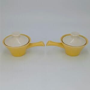 VTG Ceramic Individual Casseroles Lidded Ovenproof Bowls Mini Handle Pots MCM
